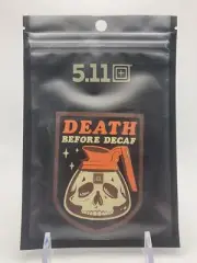 5.11 TACTICAL DEATH BEFORE DECAF LOGO PATCH HOOK/LOOP BACKING