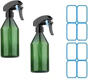 Naisfei 2 Pcs Plant Mister Spray Bottle, 300ml/10oz Fine Mist Plant Atomizer Watering Sprayer Bottle,with Top Pump Trigger Water,with Two Sheets of 4-Grid Label Paper,for Gardening Cleaning Solution