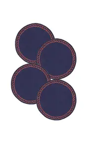 [Los Encajeros] Set of four Bowline Navy/Blood Orange coasters