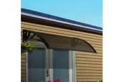 Instahut Window Door Awning Canopy 1mx2m Brown Sheet Black Plastic Frame