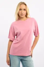 Pink Oversized Tee Short Sleeve - Size 16XL, Women's Top