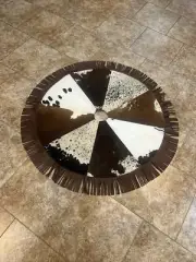 Cowhide Christmas Tree skirt Skin Leather Fringe