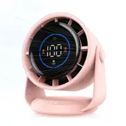 Table Fans Digital Display Rechargeable Fan Ultra Quiet Wall Mounted Desk Fans-Pink