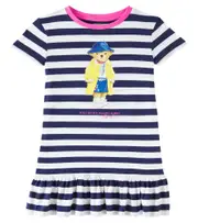 [Polo Ralph Lauren Kids] Polo Ralph Lauren Kids Polo Bear striped cotton polo dress Y 1,5-2 blue