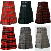 Men's Scottish Tartan Kilt Leather Strap Utility Kilt Hybrid kilt in many Tartan
