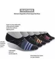 ADIDAS 6-Pk. No show Climalite Superlite women's socks - ASSORTED Size 5-10