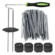 50Pcs Garden Stakes Staples Set Weed Barrier Fabric Sod Pins Gasket Pick Hook