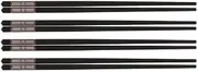 Alloy Chopsticks with Silver Trim 4 Pairs Set Black/Silver