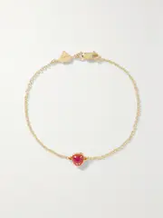 [Alison Lou] Alison Lou - Cocktail 14-karat Gold, Ruby And Enamel Bracelet - Pink - One size One size Pink