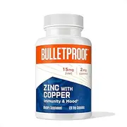 Zinc with Copper, 15mg Zinc, 2mg Copper, 120 Capsules, Bulletproof Keto Essential Minerals and Antioxidants to Support A Healthy Immune System, Mood, Heart, Hormone Balance