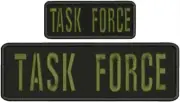 TASK FORCE Embroidery Patch 3X10 and 2x5 Hook on back Od green ON BLACK