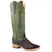 Women's Stetson Clover Leather Boots Snip Toe Handcrafted Brown