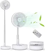 Primevolve Portable Oscillating Standing Fan,Rechargeable Battery Operated USB Floor Table Desk Fan with Remote, 4 Speed Settings Pedestal Fans for Bedroom Office Camping Fishing Travel White 7.7"