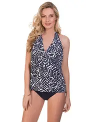 NEW MAGICSUIT 16 MIRACLESUIT TANKINI 2 PIECE SWIMSUIT Tiki Sophie Navy Blue