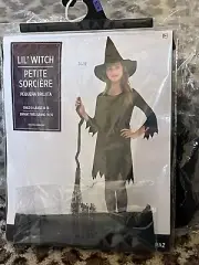 Lil' Little Witch Halloween Costume Child XL 14-16 - Dress, Belt, Hat - New