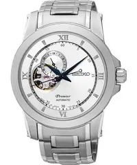在飛比找Yahoo!奇摩拍賣優惠-SEIKO Premier 開芯鏤空視窗機械腕錶(SSA31