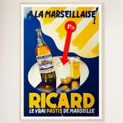 Galrie Vintage Ricard A La Marseillaise Advertising Poster for Home Decor, Wood Frame, A0 84 x 119cm (33 x 47inch)