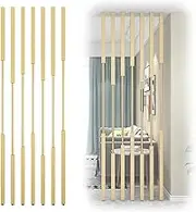 Wall Room Divider, Set of 7 Metal Wall Partition, Privacy Screens Post Suitable for Living Rooms and Studies, Column Decor Grille with Adjustable feet(Gold,155cm/61.0in/5.08ft)