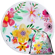 Lovely Modest Painting Colorful Flowers Round Beach Towel