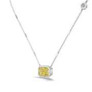 ANYCO Necklace 925 Silver Yellow Solitaire Pendant with Zircon 8A Gift Jewelry for Women