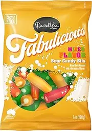 Darrell Lea Fabulicious Sour Candy Stix, Soft and Tangy, No Artificial Flavors, Palm Oil Free, Made in Australia, Shareable (Sour Mixed Fruit, 7 Ounce (Pack of 1))
