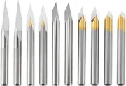 Be In Your Mind 10pcs 1/8" Shank CNC 3D Milling Cutter Router V Bits 3.175mm 3 Edge Pyramid Engraving 20 30 45 60 90 Degrees