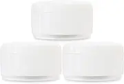 MYOC White Rounded Plastic Jar with Lid Refillable Make-up Cosmetic Empty Jars for Face Cream, Eye Shadow, Lip Balm, Lotion, Storage Container Pot Case 7.05 oz/ 200 gm (200 gm (Pack of 3))