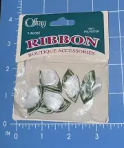 Offray RIBBON Roses Boutique Accessories CRAFTS White Roses NIP