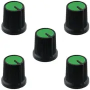 5 x Green Potentiometer Knob for 6mm Shaft Pot