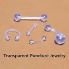 Clear Acrylic Tongue Stud Transparent Nose Ring Lip Ear Nose Tongue