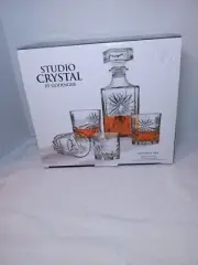 Studio Crystal by Godinger Whiskey Set 4 - 12oz Glasses and 34oz Decanter