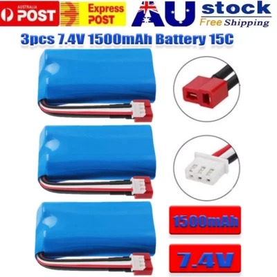 3PCS 7.4V 2S 15C 1500mAh Lipo Battery for WLtoys 4WD RC Car Part Replacement NEW