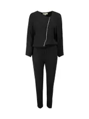 Black Asymmetric Zipped Jumpsuit