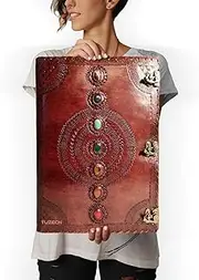 TUZECH Seven Chakra Medieval Stone Embossed Handmade Leather Journal Book of Shadows Notebook Office Diary College Book Poetry Book Sketch Book 1.8 FEET - Giant Leather DiaryBrown Color (22 inches)