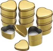 uxcell 12Pcs Heart Shaped Metal Tins Box, Empty Candy Jars with Lids, Favors Storage Containers for Valentine's Day Candles Wedding Parties Cookies Gifts, Gold (7.5x7x3.5cm)