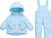 [Podgina] Baby Girl Winter Hooded Snowsuit Bib Coat Toddler Boy Ski Snow Suit Pant Jacket