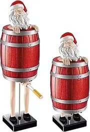 [SLQTYRP] Funny Cigarette Holder, Cigarette Dispenser Pop Up, Creative Spoof Cigarette Box, Santa Claus in The Wooden Barrel Cigarette Box Figurines Statue Cigarette Case for Christmas Party Home Decor