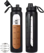 Glass Shaker Bottle,34Oz/1L Bpa-Free Blender Shaker Bottle with 304SS Ball and R