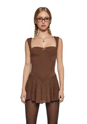 I Could Care Less Mini Dress - Brown
