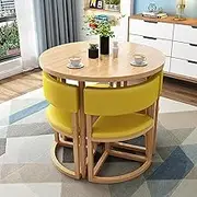 Modern Round Dining Table and Chair Set for Office Reception and Leisure Area Stylish Small Round Table for Lounge and Living Room in Barrel Orange Color
