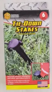 6-pack Adams Plastic Tie-Down Stakes for Anchoring Tarps, Inflatables & Tents