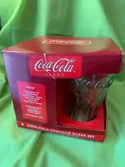Coca-Cola Coke Green Contour Glasses Collector's Beverage Set of 4 in Box USA