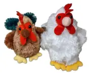 CHICKEN & COCKY ROOSTER Mini Flopsie 8" Stuffed Animal Plush by Aurora