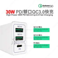 在飛比找蝦皮購物優惠-【快速出台灣現貨】閃電快充頭 PD+雙口QC3.0 好用 3