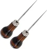 Eigell 2 Pack Awl, Gourd Shape Awl Tailors Awl Wood Handle Scratch Awl Sewing Tool for Sewing Repairing Canvas Leather, Shoes, Bag Leather etc