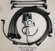 CHRYSLER 413-426-440 1959-1972 BLACK SMALL Cap HEI Distributor, Spark Plug Wires