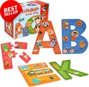 Wooden Alphabet Puzzle, ABC, Kids, Toddlers, Montessori, 3+