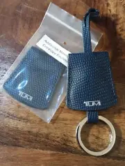 New Tumi Key Fob Key Chain w.extra Envelop in Turquoise / Silver Logo Leather