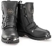 Milwaukee Leather MBM9076 Men’s Black 'Tactical' Logger Leather Boots with Buckle Enhancement
