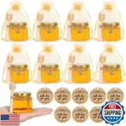 AuroTrends 2oz Mini Honey Jars with Dipper 8Pack, Empty Hexagon Honey Jars fo
